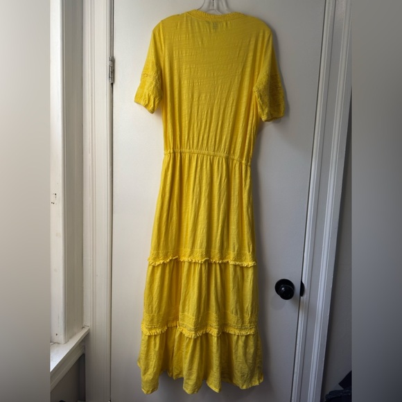 Ralph Lauren Yellow Puff Sleeve V-Neck Dress Sz M - Picture 11 of 14